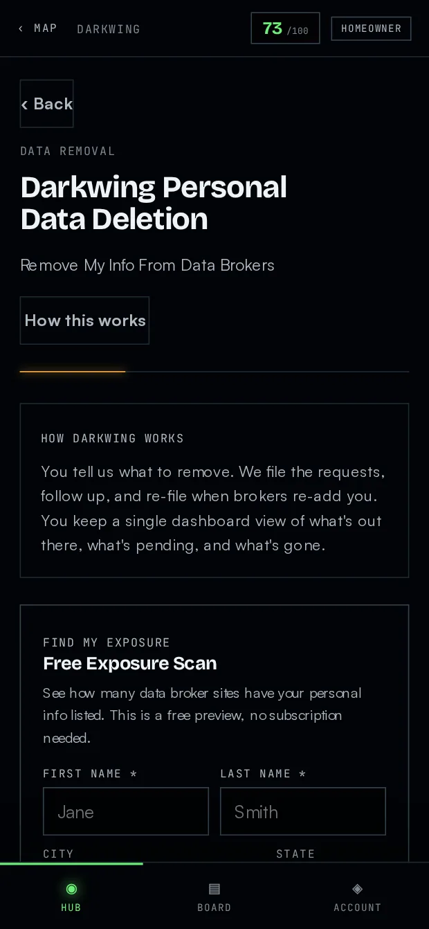 The Hub Darkwing scan on a phone.